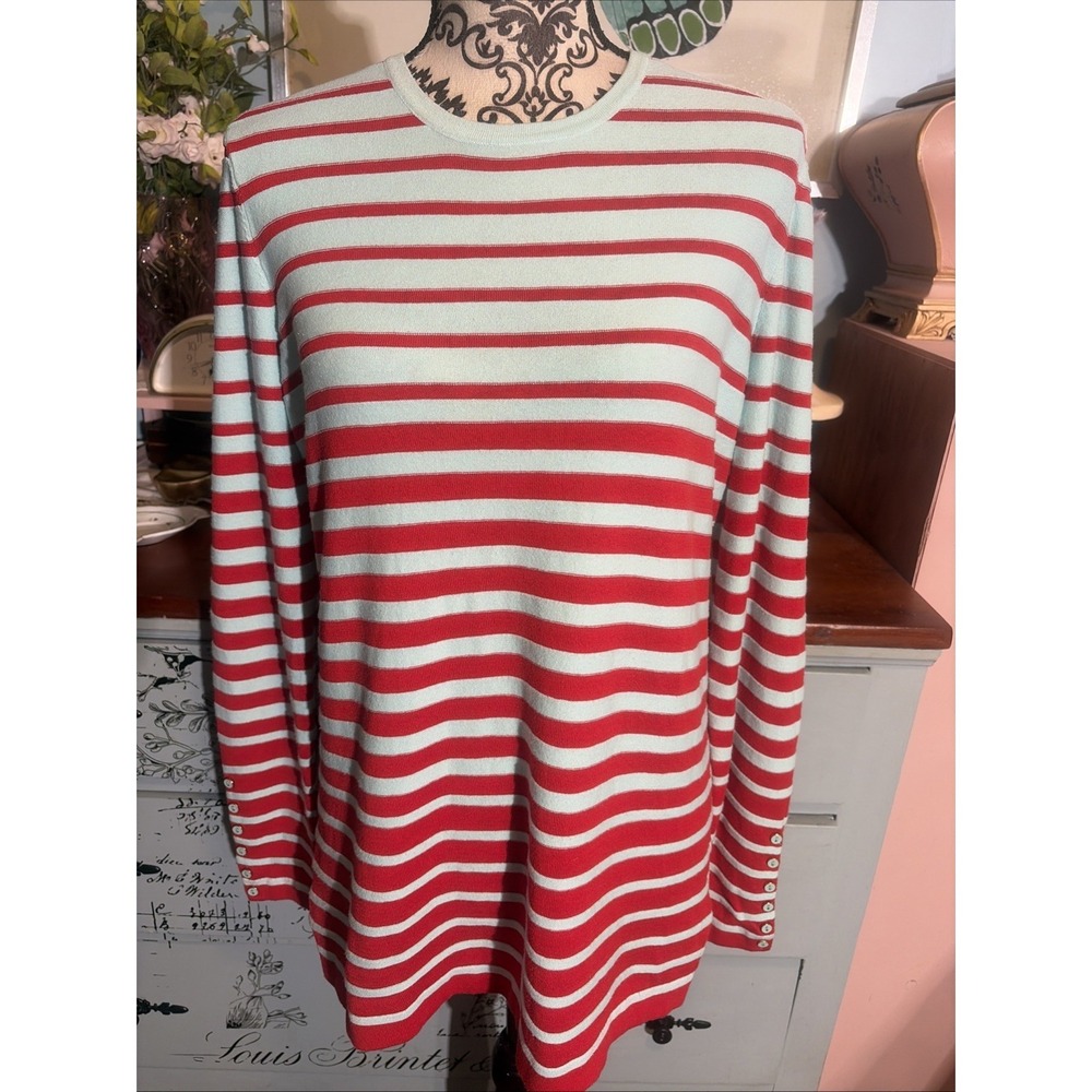 J. McLaughlin  Knit Sweater Women's Size Large Nautical Preppy Coastal.